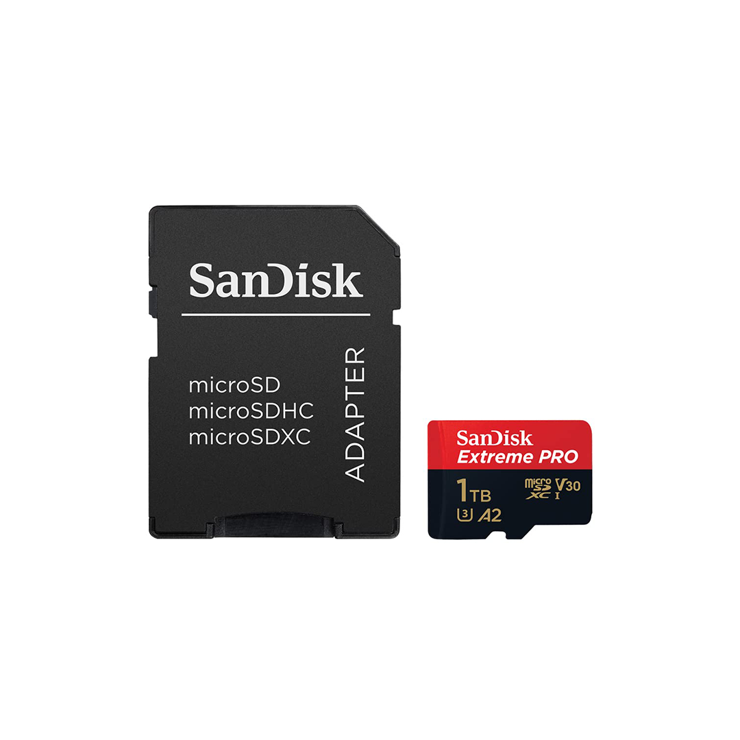 سانديسك اكستريم برو 1 تيرابايت microSDXC UHS-I، V30، قراءة 200 ميجابايت/ثانية، كتابة 140 ميجابايت/ثانية، بطاقة ذاكرة سانديسك اكستريم برو 1 تيرابايت microSDXC UHS-I، V30، قراءة 200 ميجابايت/ثانية، كتابة 140 ميجابايت/ثانية، بطاقة ذاكرة